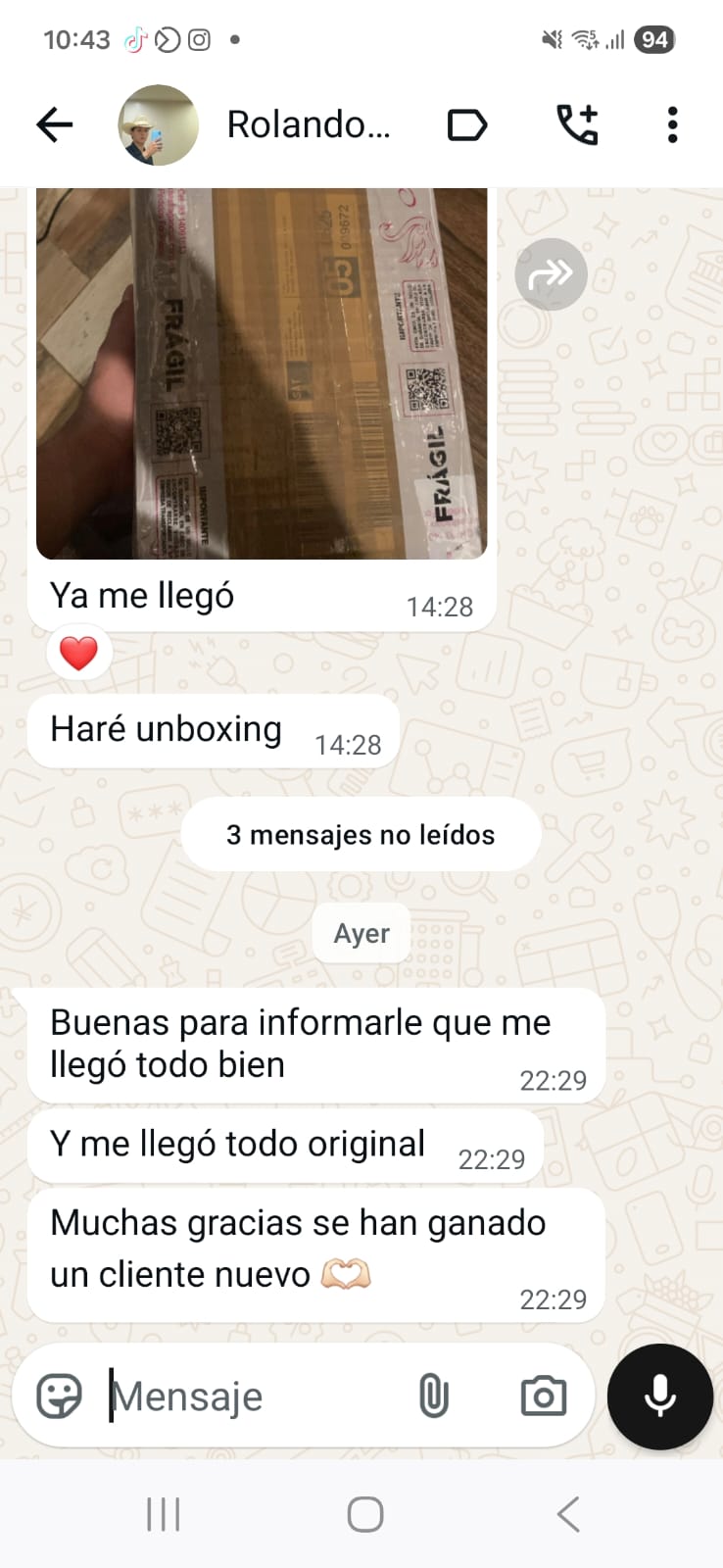 Conversación de WhatsApp con Héctor Espinoza